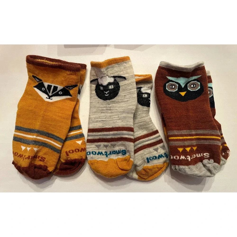 Smartwool‎ 3 Pair Toddler 1T-2T Socks Animal Print Unisex